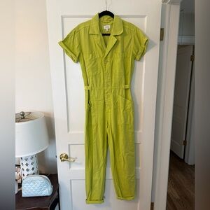 Pistola lime green short-sleeve utility jumpsuit